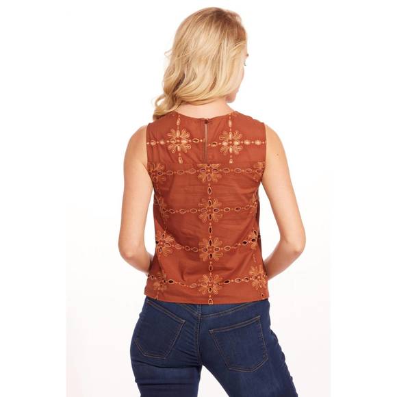 NEW EVA FRANCO carrie cotton eyelet top in sedona - Picture 4 of 5